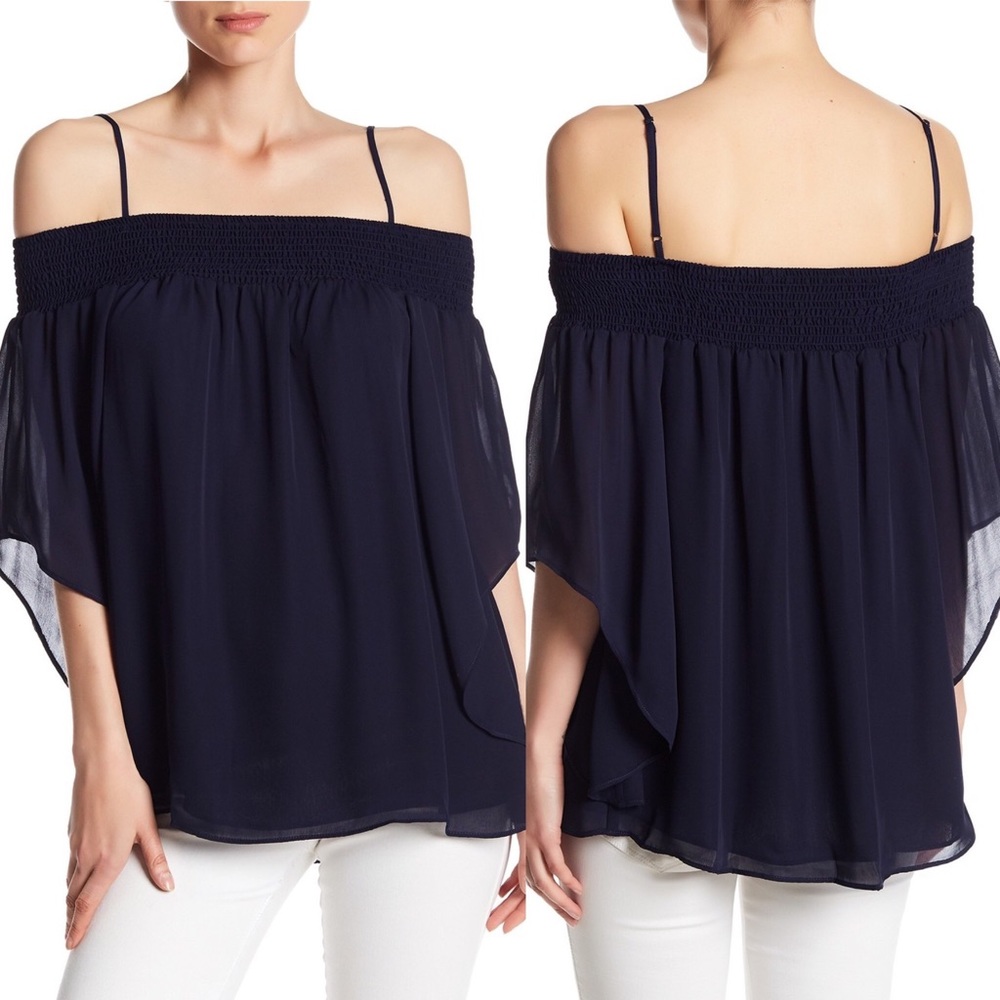 Parker Navy Off the Shoulder Top Size Small